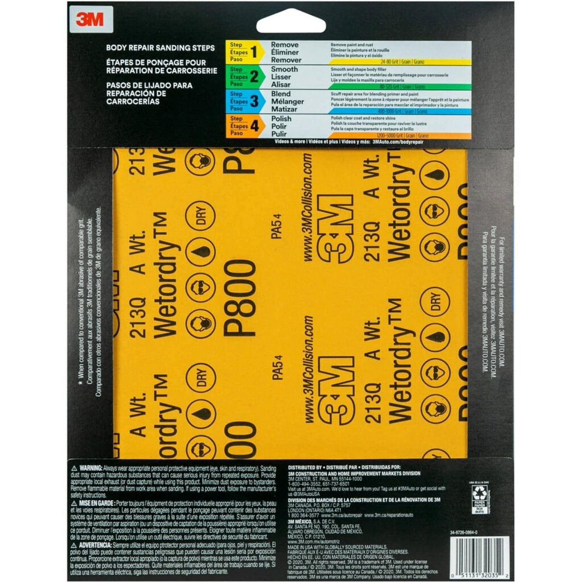 3M Wetordry Sandpaper, 800 Grit, 9 in x 11 in, 5 Sheets | 32035 (4/5)