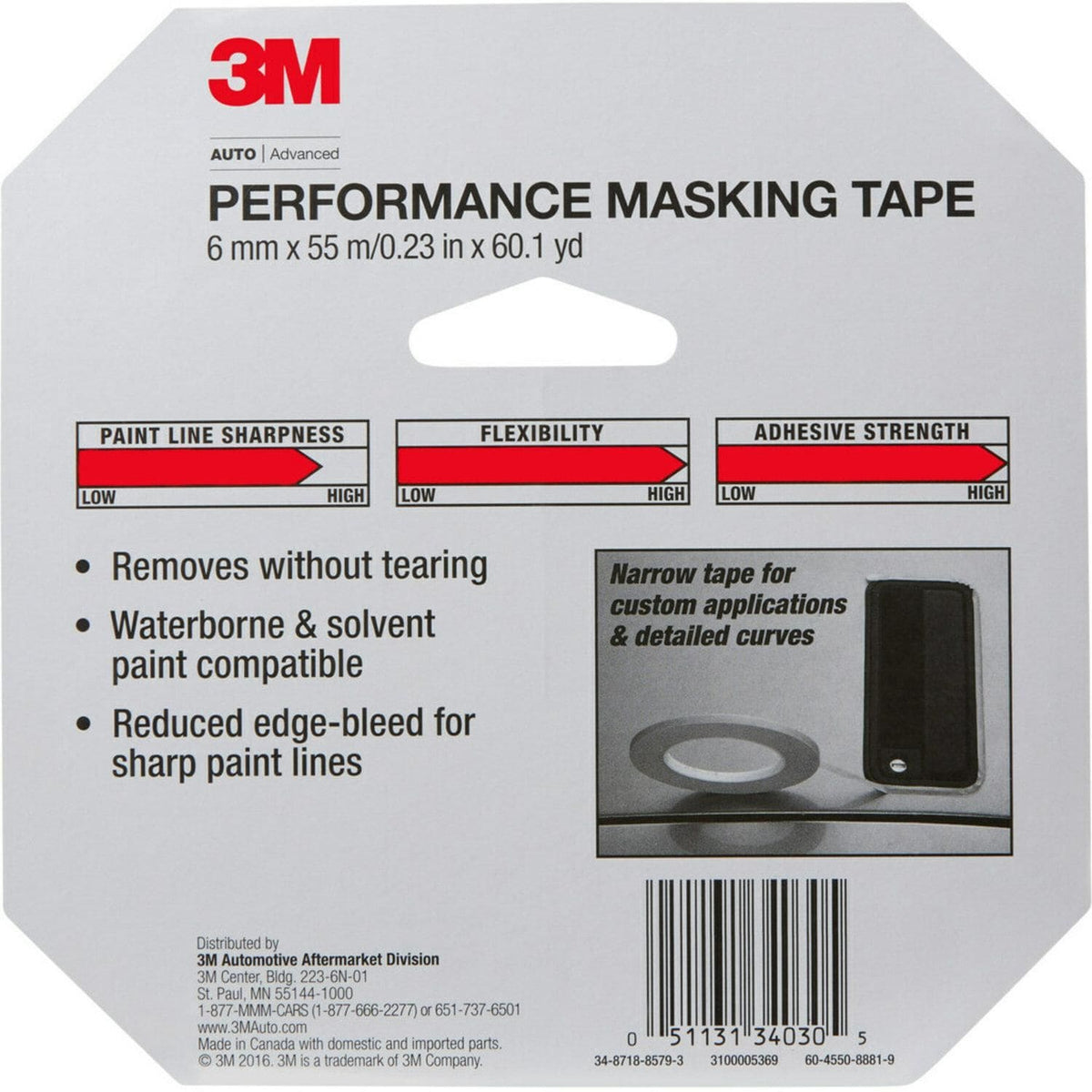 3M Performance Masking Tape, Green, 6 mm x 55 m | 34030 (2/4)