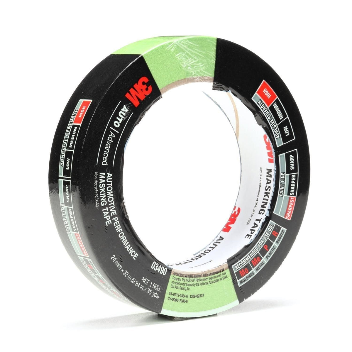 3M Automotive Performance Masking Tape, Green, 24 mm x 32 m | 3490 (3/4)