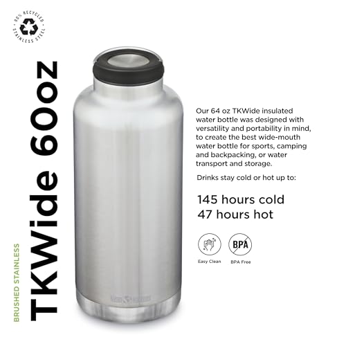 Klean Kanteen TK Wide 64 Oz Loop Top Brushed Stainess, Aluminum