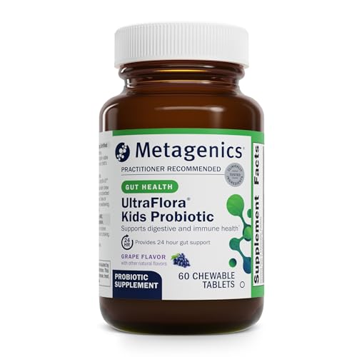 Metagenics UltraFlora Kids Probiotic - 10 Billion CFU - Children's Probiotic Blend - Digestive Health & Immune Health* - for Ages 3 & Up - 60 Tablets