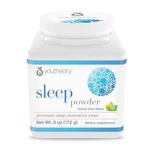 Youtheory Sleep Nighttime Powder - Sleep Support Supplement for Calm & Relaxation* - Contains Melatonin, Magnesium, L-Theanine & L-Glycine - Dairy, Soy & Gluten Free - 6 oz