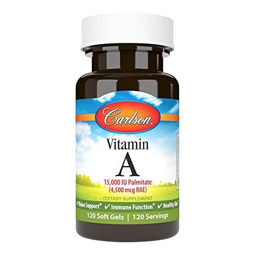 Carlson - Vitamin A, 15000 IU Palmitate (4500 mcg RAE), Vision Health, Healthy Skin, 120 Softgels