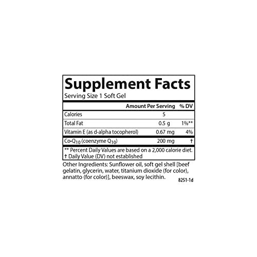 Carlson - Co-Q10, Co-Enzyme Q10, 200 mg, Energy Production & Heart Function, 90 Softgels