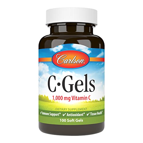 Carlson - C-Gels, 1000mg, Vitamin C Softgels, Immune Support & Heart Health, Vitamin C Softgels, Antioxidant, Vitamin C Supplement, 100 Softgels