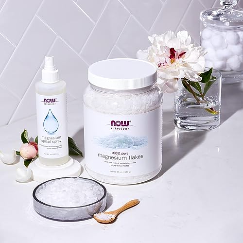 NOW Foods Solutions, Magnesium Flakes, 100% Pure, from the Ancient Zechstein Seabed, Highly Concentrated, 54-Ounce