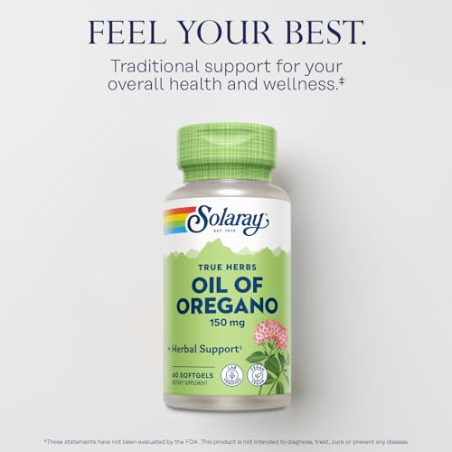 SOLARAY Oil of Oregano Softgels 150 mg - Oregano Oil Supplement for Powerful Wellness Support - Gentle Digestion - Extra Virgin Olive Oil Base - Vegan, 60-Day Guarantee - 60 Servings, 60 Softgels