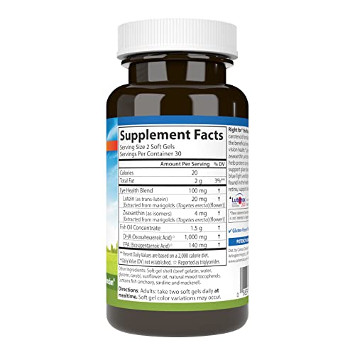 Carlson - Right for The Macula, Clinically Proven to Support Vision Health, Macular Health, Blue Light Protection & Eye Function, 60 Softgels