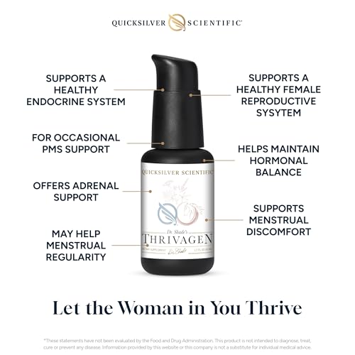 Quicksilver Scientific Thrivagen - Women's Health Supplement with 15 Energy, Hormone Balance & Adrenal Support Botanicals - Adaptogenic Herbs with Shatavari, Rhodiola & Maca Root (1.7oz / 50ml)