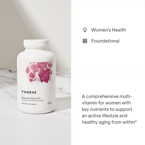 THORNE - Women's Multi 50+ - Comprehensive Daily Multivitamin with Vitamins A, B6, B12, C, D, E, K, Zinc & More - Support Heart, Brain, Bone & Immune Health* - 180 Capsules