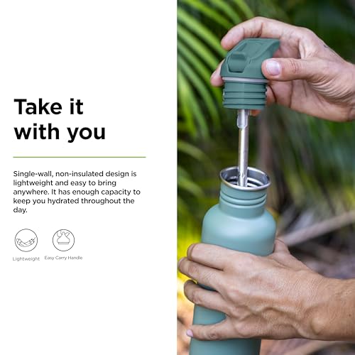 Klean Kanteen 18 oz Classic Water Bottle with Flip Seal Sport Cap & Straw - 100% Leakproof Spout & Cap - Durable, BPA-Free & Stainless Steel Material - Easy-Sip Water Bottle - Sea Spray