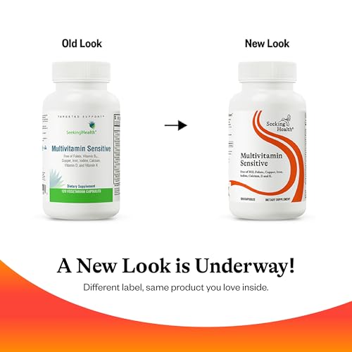 Seeking Health Multivitamin Sensitive, Daily Vitamin Without Folate, B12, Copper, Iron, Iodine, Vitamins D and K, and Calcium, Antioxidant Support, Vegetarian and Vegan (120 Capsules)*