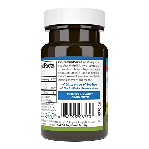 Carlson - Phosphatidyl Serine, 100 mg, Non-GMO, Brain Function, 30 Softgels