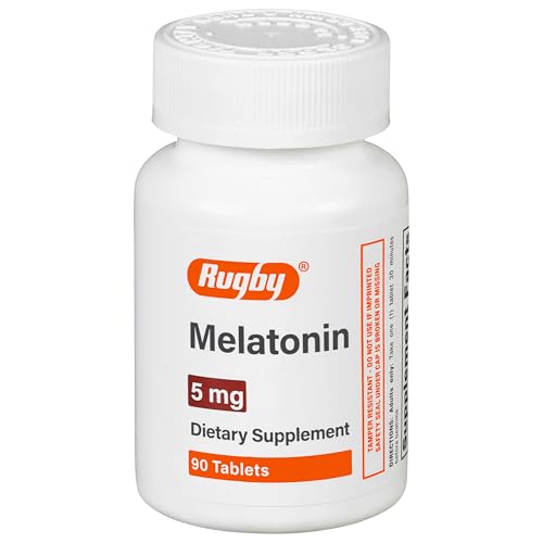 Rugby Melatonin 5mg Tablets - Dietary Supplement - 90 Count (1 Pack)