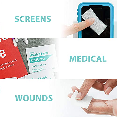 UltiCare Multi-Purpose Sterile and Antiseptic 2-Ply Alcohol Swabs: Ultra Thick and Soft, Individually Foil Wrapped, Saturated with 70% Isopropyl Alcohol, 200 Count