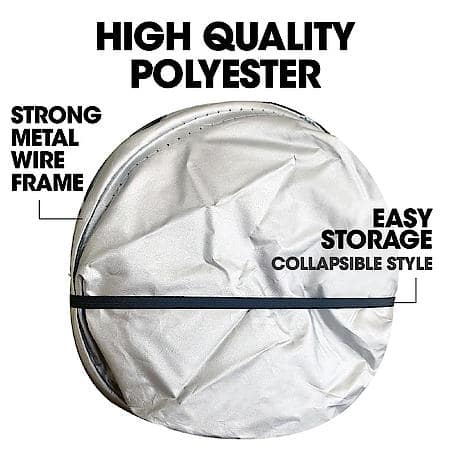 Windshield Sunshade, Silver/Black, Jumbo 68.9" x 31.5", Collapsible Style
