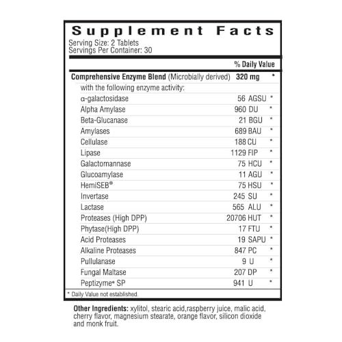 Seeking Health Digestive Enzymes Chewable, Vegan and Vegetarian Enzymatic Supplement to Support Healthy Digestion and Digestive Comfort with Amylase, Protease, and Lipase (60 Tablets)*