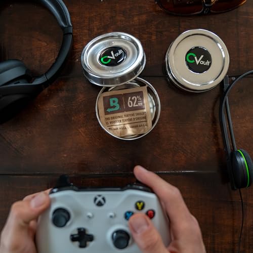 CVault by Boveda | 1/4 oz Twist Top Storage Container | Shatterproof, Air Tight & Light Resistant | Food Grade Stainless Steel | Includes 62% RH 8-gram Boveda Pack