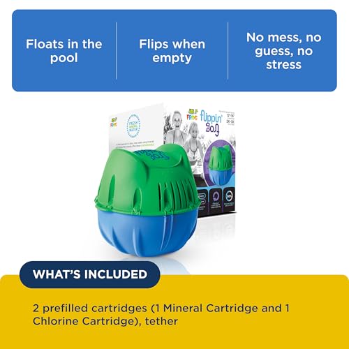 Flippin FROG Floating Sanitizer System for Pools 2,000 to 5,000 Gallons - Prefilled Floater with Sanitizing Minerals and Chlorine for Easy Pool Treatment & Maintenance - 1 Pack