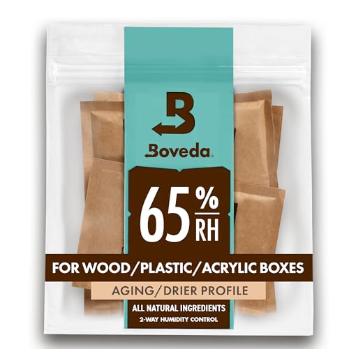 Boveda 65% Two-Way Humidity Control Packs For Aging & Long-Term Storage in Plastic & Wood Boxes – Size 60 – 4 Pack – Moisture Absorbers – Humidifier Packs – Hydration Packets in Resealable Bag
