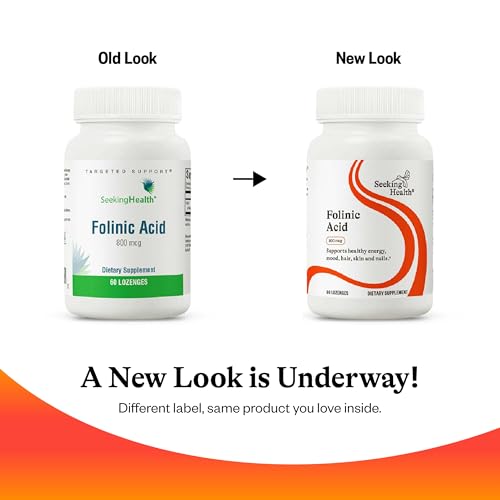 Seeking Health Folinic Acid, 1360 mcg DFE Folinic Acid to Support Homocysteine Levels, Methylation, Cognitive Function, and Energy, Vegan and Vegetarian (60 lozenges)*