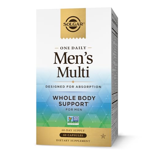 Solgar One Daily Men's Multivitamin Whole Body Support Supplement, Highly Absorbable Delayed Release One Daily Multi Vitamin Capsules for Men - Immune Heart Energy Stress & Muscle Health, 60 Servings