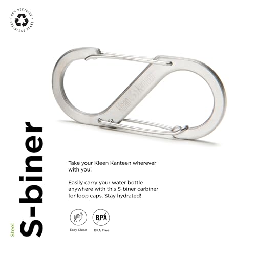 Klean Kanteen Steel S-Biner 3 - Stainless Steel Carabiner Clip - Dual Carabiner - Stainless Steel - Water Bottle Carrier - Not for Climbing - Number 3 Type