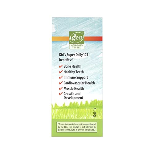 Carlson - Kid's Super Daily D3, Kids Vitamin D Drops, 600 IU (15 mcg) per Drop, Vegetarian, Liquid Vitamin D Drops for Kids, Unflavored, 90 Drops (2.54 mL)