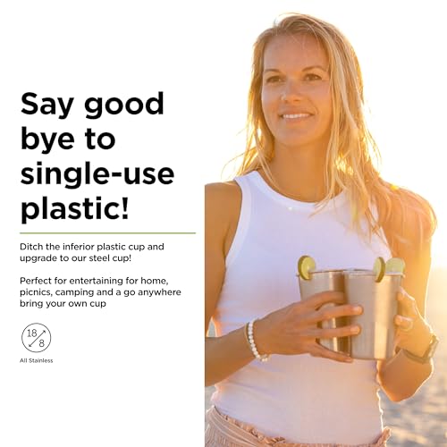 Klean Kanteen Single Wall Stainless Steel Cups, Pint Glasses 4 Pack in 16oz