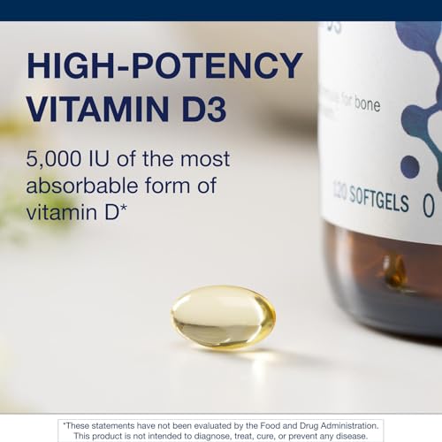 Metagenics Vitamin D3 5000 - for Immune Support, Bone Health & Heart Health* - High Potency Vitamin D - Non-GMO - Gluten-Free - 120 Softgels
