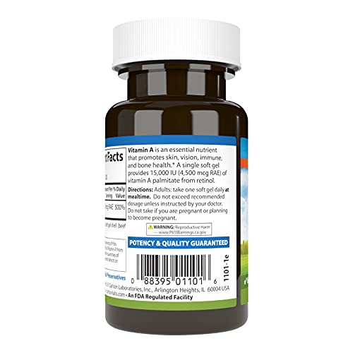 Carlson - Vitamin A, 15000 IU Palmitate (4500 mcg RAE), Vision Health, Healthy Skin, 120 Softgels