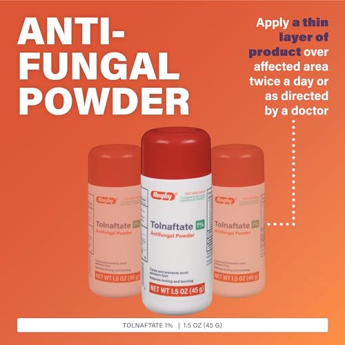 Rugby Tolnaftate Antifungal Powder 1% - Helps Cure and Prevent Most Athlete's Foot - Itching and Burning Relief - 1.5 Oz. (2 Pack)