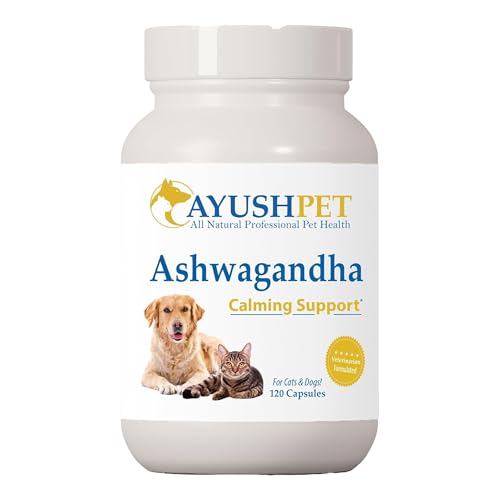 Ayush Pet Stress Support, Ashwagandha Calming Aid for Pets, Promotes Energy and Vitality, 120 Capsules