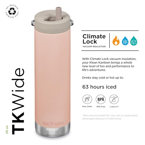 Klean Kanteen 20oz TKWide Insulated Water Bottle with Twist Cap - Peach Parfait