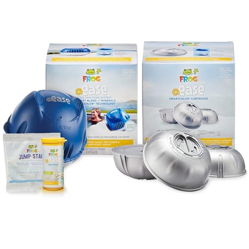 FROG @Ease Floating System for Hot Tubs with 3 Replacement @Ease SmartChlor Cartridges - Self-Regulating Sanitizer - Hot Tub Maintenance System with Sanitizing Minerals & SmartChlor Technology