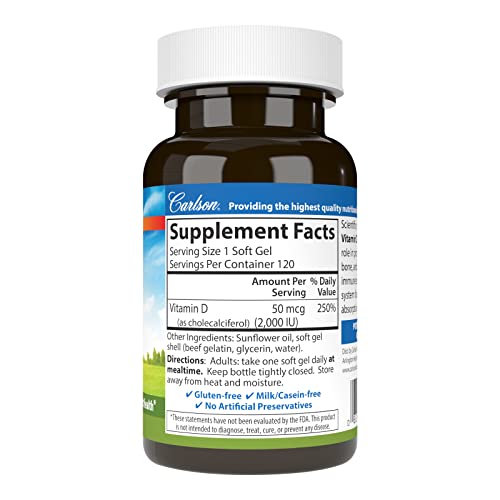Carlson Vitamin D - 2,000 IU (120 Softgels)