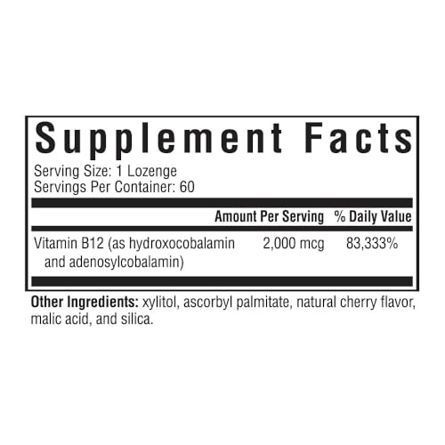 Seeking Health Hydrox-Adeno B12, 2000 mcg Methyl-Free Vitamin B12, Energy and Focus Support for Men and Women, Methylation and Homocysteine Support, Detoxification, Vegan and Vegetarian (60 lozenges)*