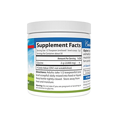 Carlson - Glycine Powder, 2000 mg Glycine, Amino Acid Powder, Energy Production, Muscle Development Powder, Glycine Supplement Powder, 3.53 oz (100 g)