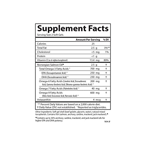 Carlson - Salmon Oil Complete, 700 mg Omega-3s + Astaxanthin, Norwegian, Heart, Brain & Joint Health, 120+60 Softgels