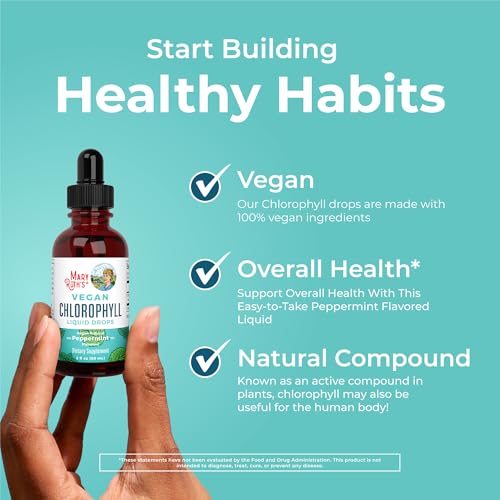 MaryRuth's Chlorophyll Liquid Drops | Clean Label Project Certified® | Vegan | Non-Diluted Liquid Chlorophyll| Mulberry Derived Supplement for Ages 14+ | Non-GMO | Delicious Minty Flavor | 2 Fl Oz