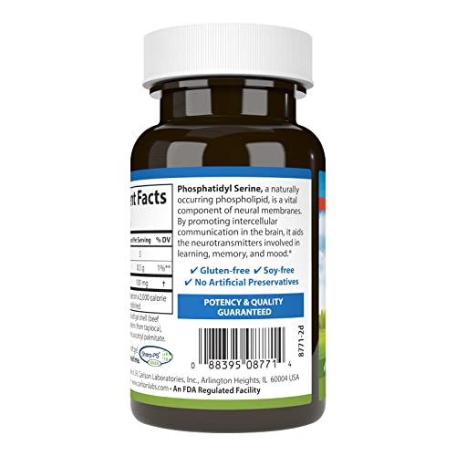 Carlson - Phosphatidyl Serine, 100 mg, Non-GMO, Brain Function, 90 Softgels