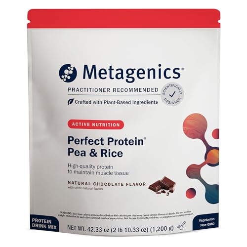 Metagenics Perfect Protein Pea & Rice - Featuring OptiProtein, a Balanced Combination of Proprietary Pea and Rice Protein with Added BCAAs - Chocolate Flavor - 30 Servings - 42.33 Oz