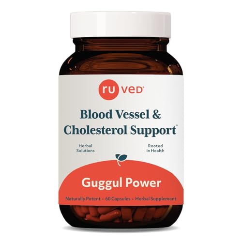 Ruved Guggul Power Herbal Supplement for Ayurvedic Cholesterol Support, Red Yeast Rice, Bergamot, Guggul, and Amla Supplement for Women and Men, 60 Vegetarian Capsules