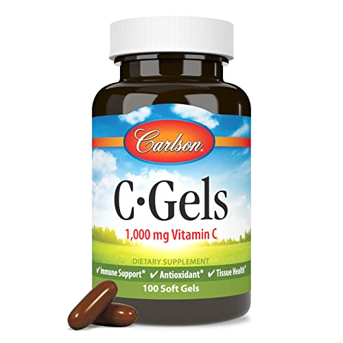 Carlson - C-Gels, 1000mg, Vitamin C Softgels, Immune Support & Heart Health, Vitamin C Softgels, Antioxidant, Vitamin C Supplement, 100 Softgels
