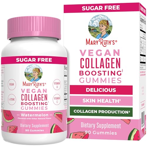 MaryRuth Organics Vegan Collagen for Women & Men, Collagen Boosting Gummies, Skin Care, Lysine, Vitamin C, Vitamin A, Amla, Supplement for Hair & Skin, Vegan, Non-GMO, Gluten Free, 90 Servings