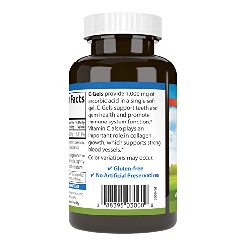 Carlson - C-Gel, 1000 mg Vitamin C, Immune Support & Tissue Health, Antioxidant, 60 Soft gels