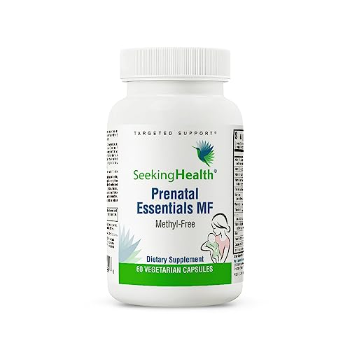 Seeking Health Prenatal Essentials Methyl-Free, Folate, Vitamin B12, Methylation Support, Multivitamin to Support Fertility, Conception, Pregnancy and Breastfeeding, Vegetarian (60 Capsules)