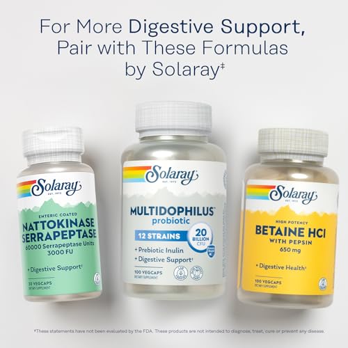 SOLARAY Nattokinase Serrapeptase Supplement - Enteric Coated - 3000 FU Nattokinase Supplement - Circulation, Cardiovascular, Sinus Support - Lab Verified, 60-Day Guarantee - 30 Servings, 30 VegCaps