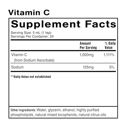 Quicksilver Scientific Liposomal Vitamin C - 1000mg Buffered Liquid Vitamin C Supplement - Immune + Antioxidant Support - Liposomes for Superior Absorption - Vegan + Non-GMO (4oz / 120ml)