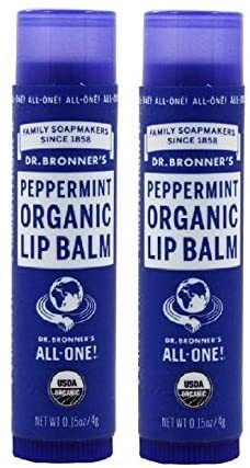 Dr. Bronners Organic Moisture Lip Balm & Magic Massage Balm (Peppermint Lip Balm, 2 Pack)